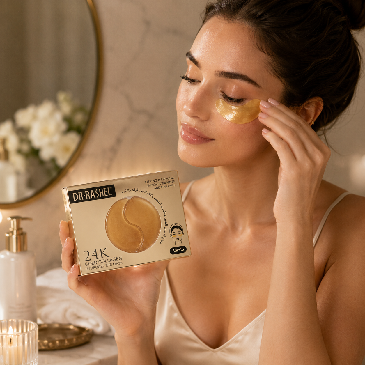 Parches Hidrogel 24K Gold — Colágeno Anti-Ojeras | Dr. Rashel